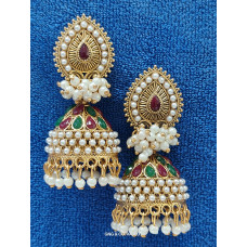 Golden Beads Moti Jhumka Earrings for Women & Girls – Traditional Ethnic Jewelry
